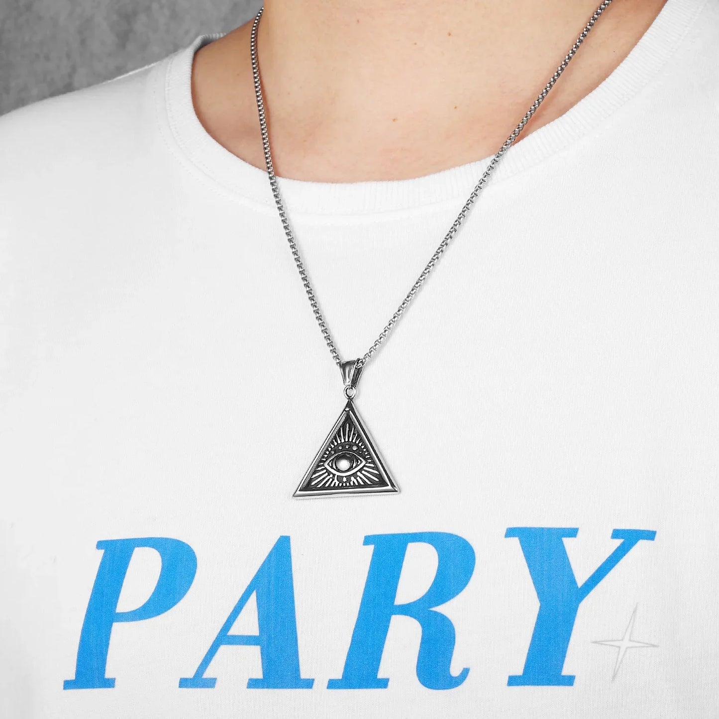 Masonic Illuminati Eye Amulet Men Necklaces Stainless Steel Pendants Chains Women Jewelry Cool Male Accessories Gifts