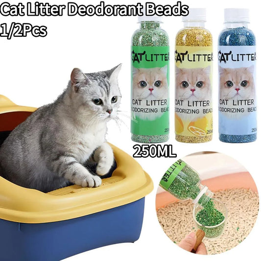 NEW 2PCS Set Cat Litter Deodorant Beads Efficient Deodorization Lasting Freshness Low Dust sanitary Cat Litter Deodorizing Beads Cats Hygiene Accessories Pets Supplies