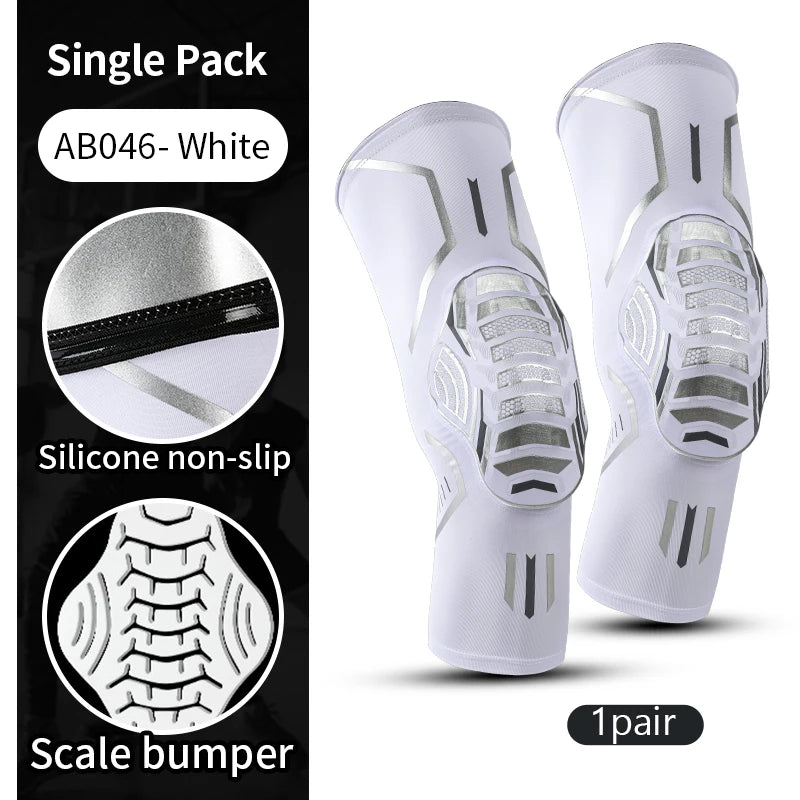 2 PCS Set Blue/Black/White/Red Color Breathable Absorb Sweat Outdoor Running Cycling Tennis Basketball Knee Pad Honeycomb Shockproof Long Leg Sleeves Knee Brace Football Sports Knee Guard