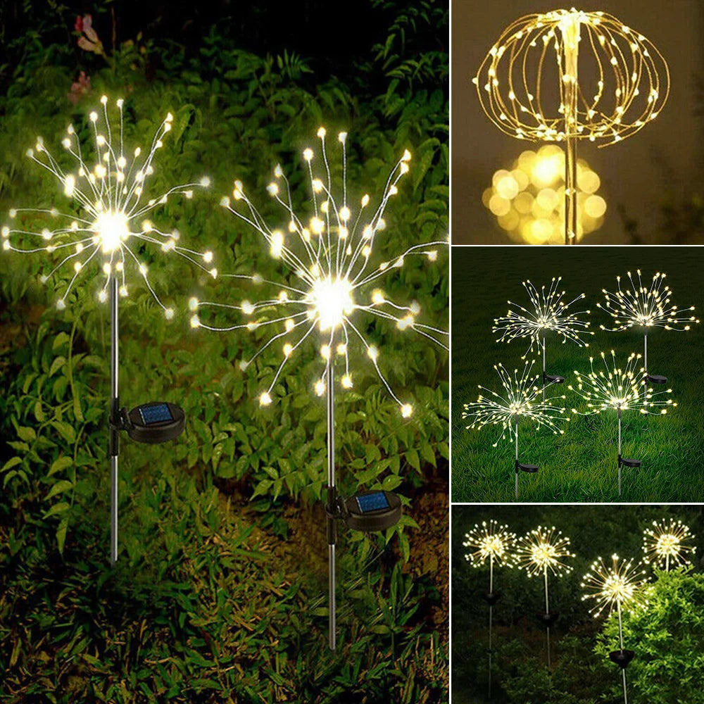 NEW Arrivals Solar Firework Light Grass Globe Dandelion 90/150/200 LED Fireworks Lamp For Garden Lawn Landscape Holiday Christmas Lights Home Garden Decoration Supplies