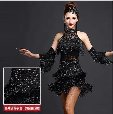 NEW Arrivals M-3XL 5 Colors Luxury Latin Dance Dress Women/Girls/Lady New Sexy Fringe Salsa/Ballroom/Tango/Cha Cha/Rumba/Samba/Latin Dresses For Competition Dancing