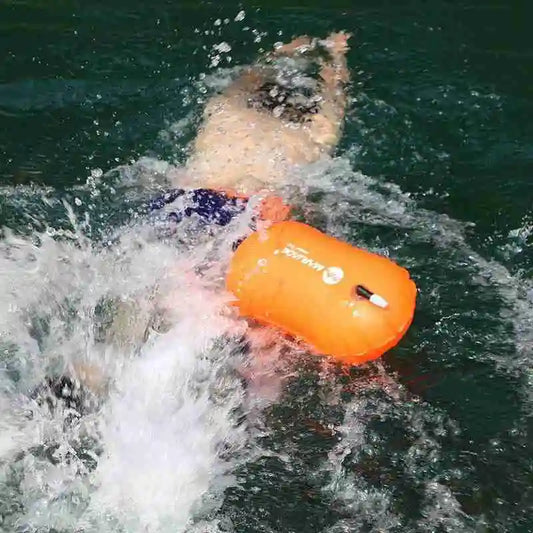 NEW Swim Safe Buoy Tow Floats Inflatable Life Saving Swim Buoy PVC Inflated Air Drying Bag Drift Bag For Home Swimming Pool Open Water Beach Swimming Training Swimming Accessories