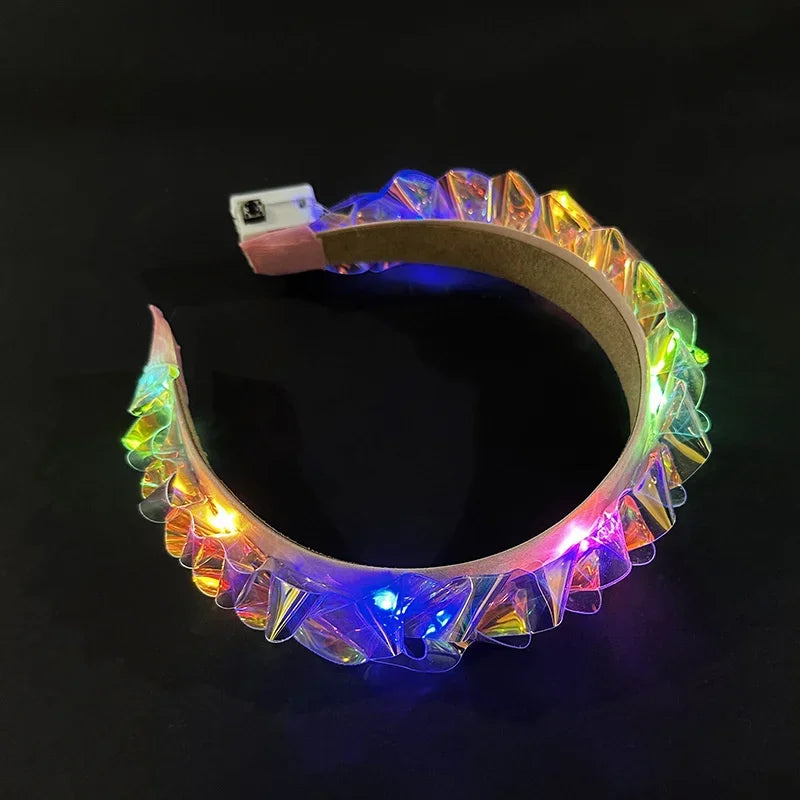 NEW Arrivals Light Up Headband Glowing Crown LED Laser Hair Band Flashing Headpiece Luminous Crown Nightclub Cosplay Party Headwear Hair Tiara