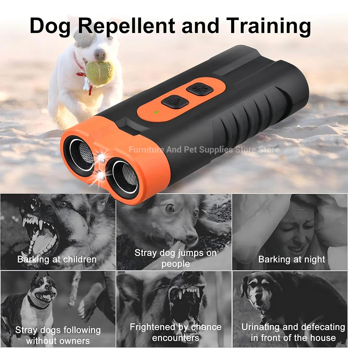 Ultrasonic Pet Dog Repeller Anti Barking Stop Bark Training Device High Power Dog Training Repellents With USB Rechargeable