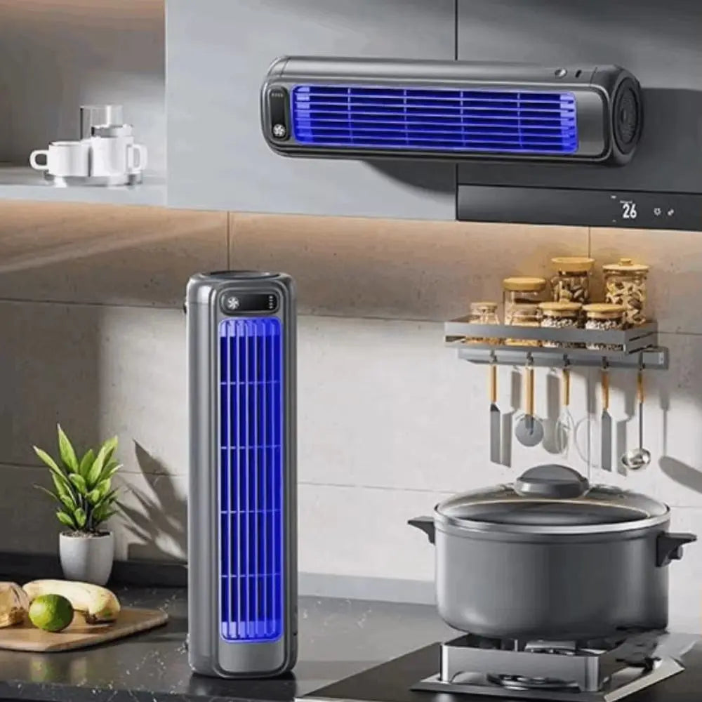 Home Office USB Rechargeable Hole-Free Mount Fan Bladeless Design Leafless Design Leafless Powerful Cooling Fan Lightweight Compact for 5V/2A 3000mAh