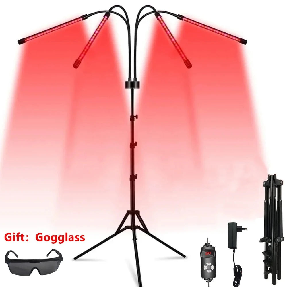 NEW Arrivals 4/5 Heads Red Light Lamp with Stand and Timer Full Body Pain Relief Arthritis Muscles for Relaxing Body Promotes Blood Circulation Relieves Fatigue and Face Skin Care Accessories Health Care Supplies