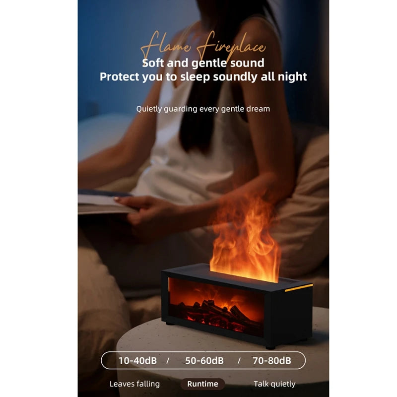 Flame Aromatherapy  Diffuser  Fireplace Essential Oil Air Cleaning Diffuser Air Humidifier Cool Mist With Realistic Fire Night Lights Home Bedroom Living Room Office Decoration Supplies