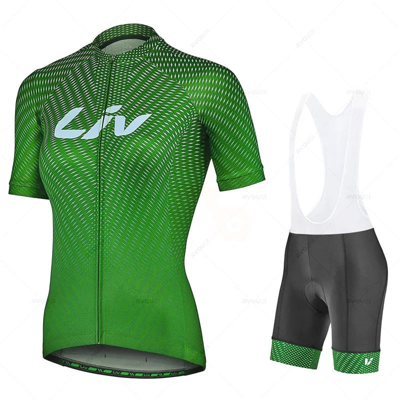 NEW Arrivals S-4XL Plus Size Professional Cycling Racing LIV PRO Cycling Jersey Set Woman MTB Bike Clothes Summer Bicycle Clothing Cycling Set Maillot Conjunto Girls Female Sports Apparel Supplies