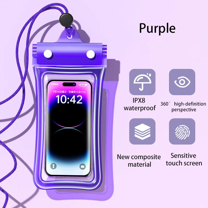 3 PCS Set IPX8 Waterproof Floating Airbag Swim Diving Bag Phone Case For iPhone 11 12 13 14 Pro Max Samsung S23 S22 Xiaomi 13 Huawei Cover