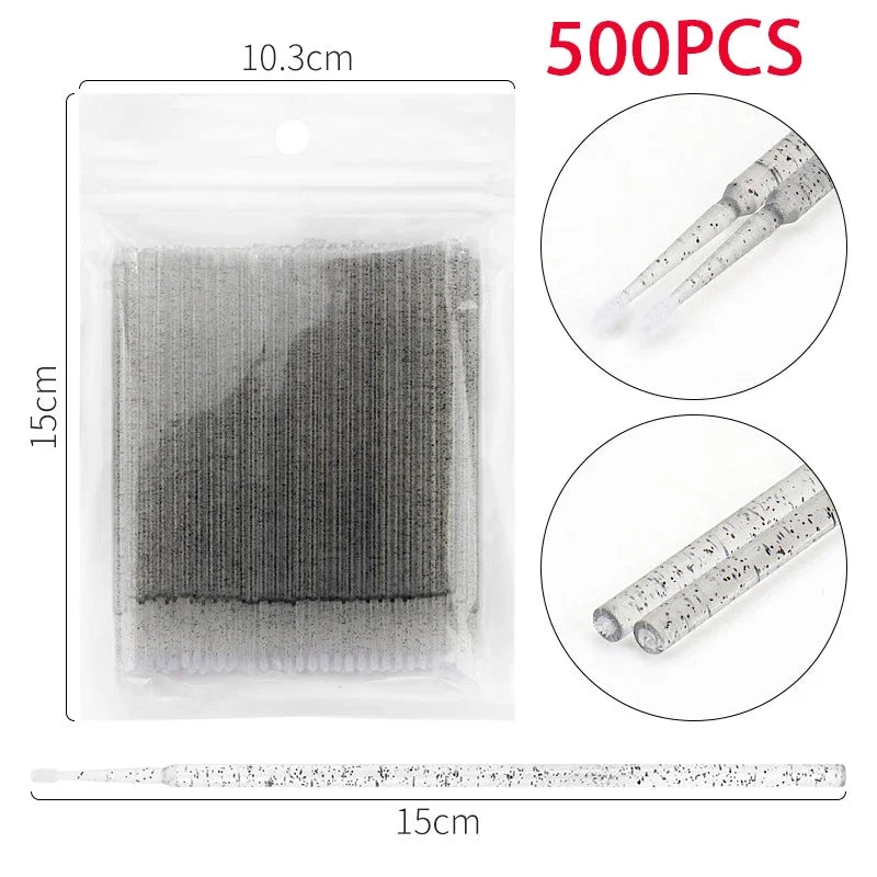 500/1000PCS 4 Colors Eyelash Wool Fiber Cleaning Brush Highly Colorful Crystal Brush Eyelash Micro Brush Beauty Makeup Clean Remover Tool Women Cosmetic Accessories