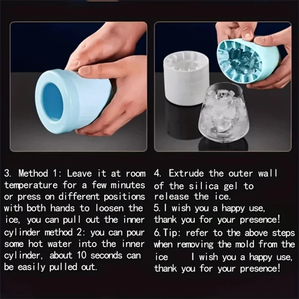 Silicone Ice Cube Mold Round Ice Bucket Summer Homemade DIY Refrigerator Freeze Ice Maker Creative Ice Cube Mold Barware Tools