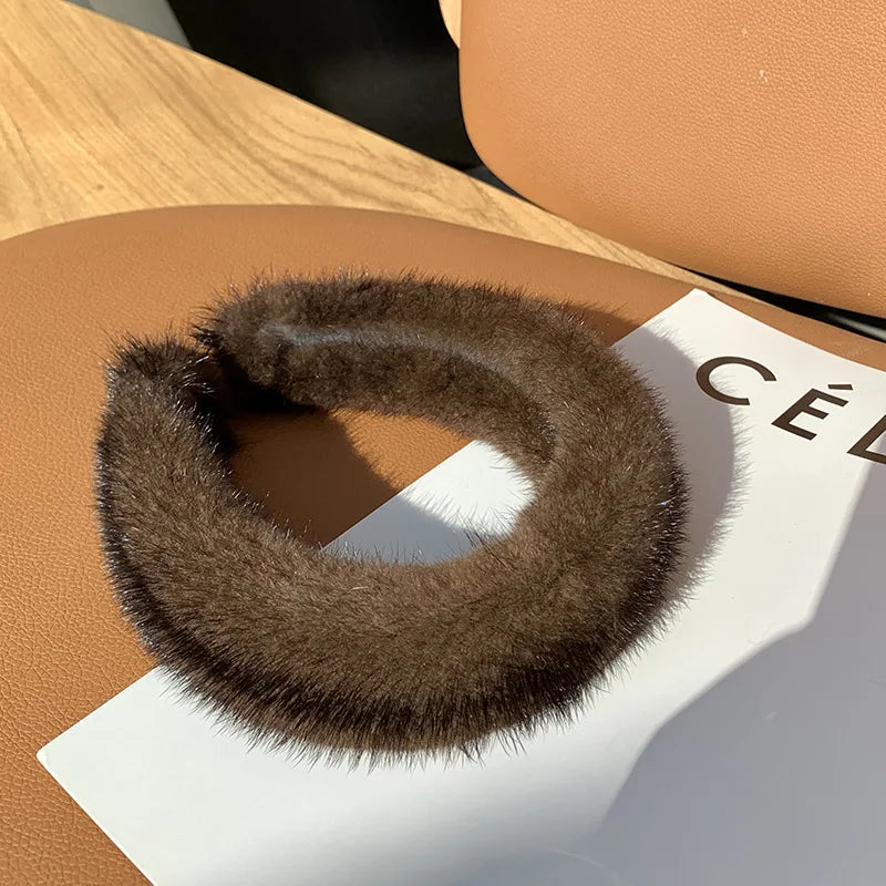10 Colors Hot Sale Women Luxury winter 100% Real Mink Fur Headbands High Quality Real Fur Hair Band Lady Fashion Hair Hoop Furry Gift