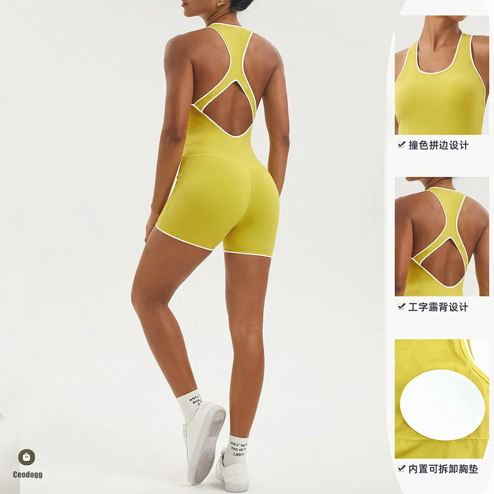 S-XL One-Piece Sport Yoga Set  Jumpsuit Workout Clothes for Women Outfit Fitness Gym Set Sportwear Women Tracksuit Women Bodycon