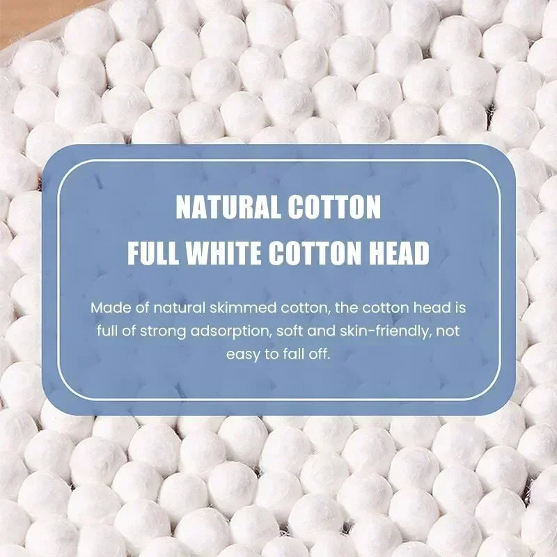 500 PCS Set Bamboo Cotton Swabs with Wooden Sticks, Double Round Tips, Biodegradable Cotton Buds Multi-Purposes Cleaning Hygiene Supplies