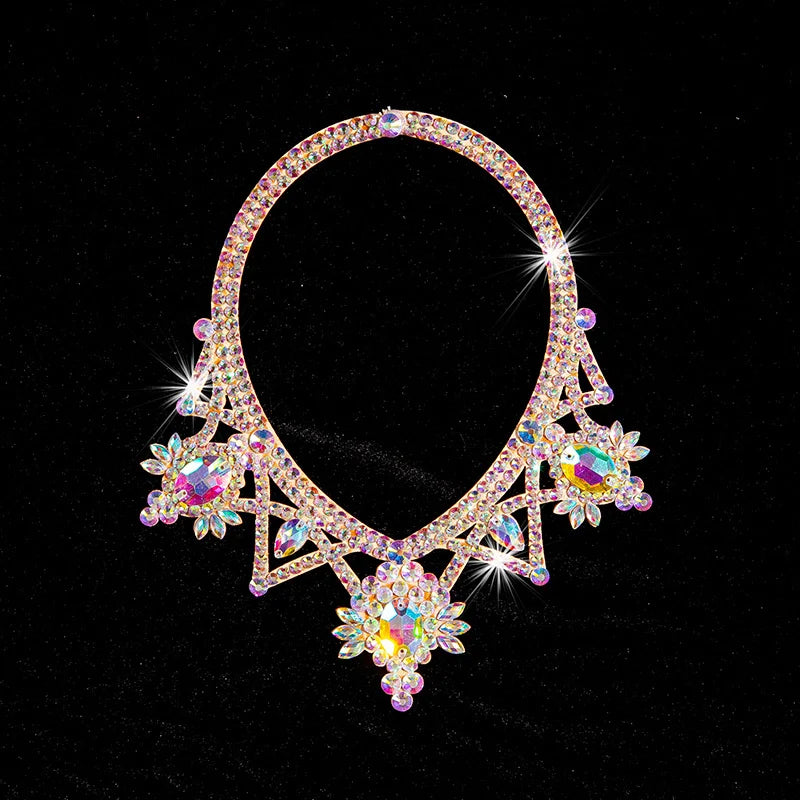 NEW Arrivals 18 Patterns Luxury Belly Dance Sparkle Necklace Jewelry Competition Dancer Accessory Shine Dancing Necklace Stage Performance Costume Egypt Show