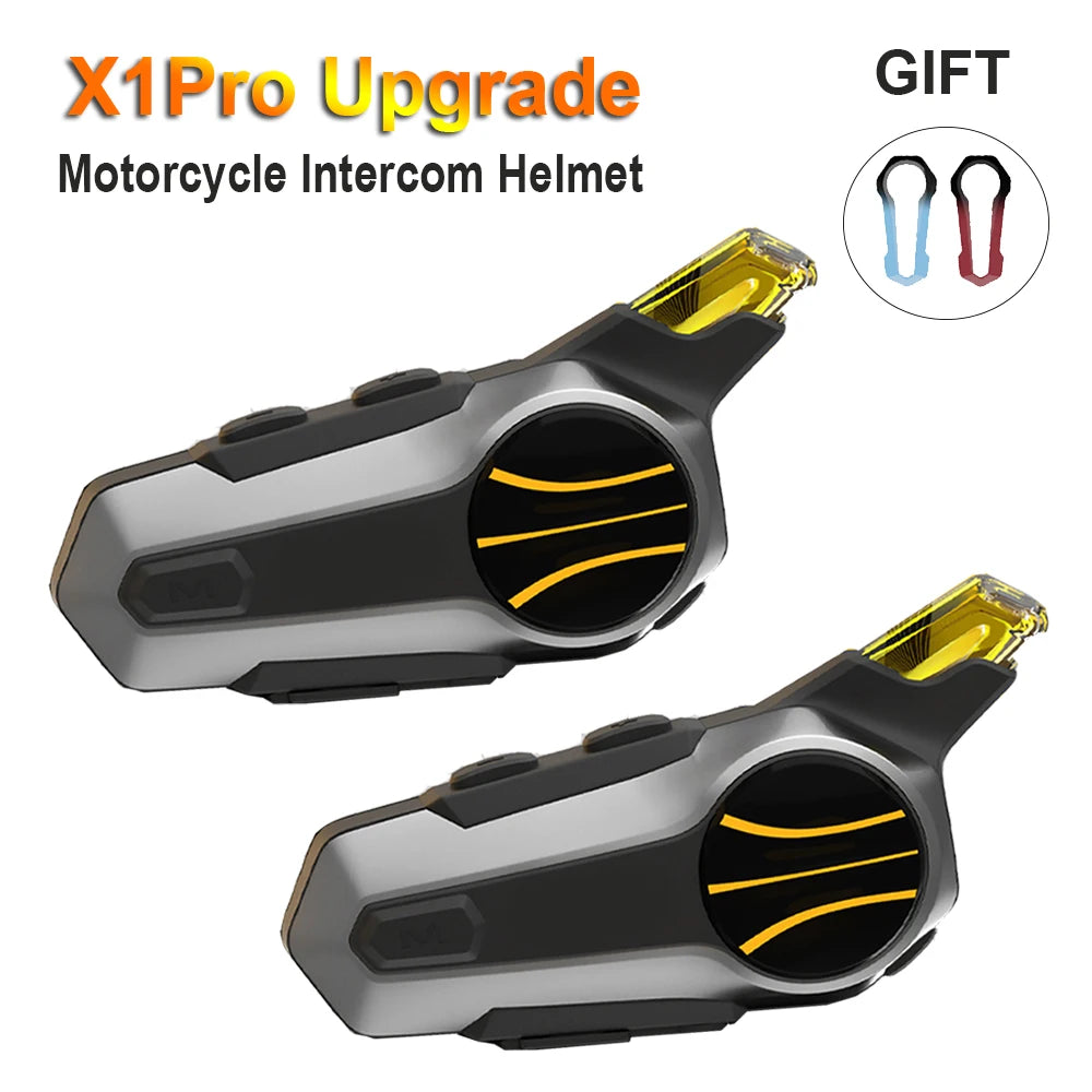 X1 Pro Motorcycle Intercom Helmet Headset Bluetooth 5.3 Motorbike Headphone Waterproof Wireless Communication Interphone