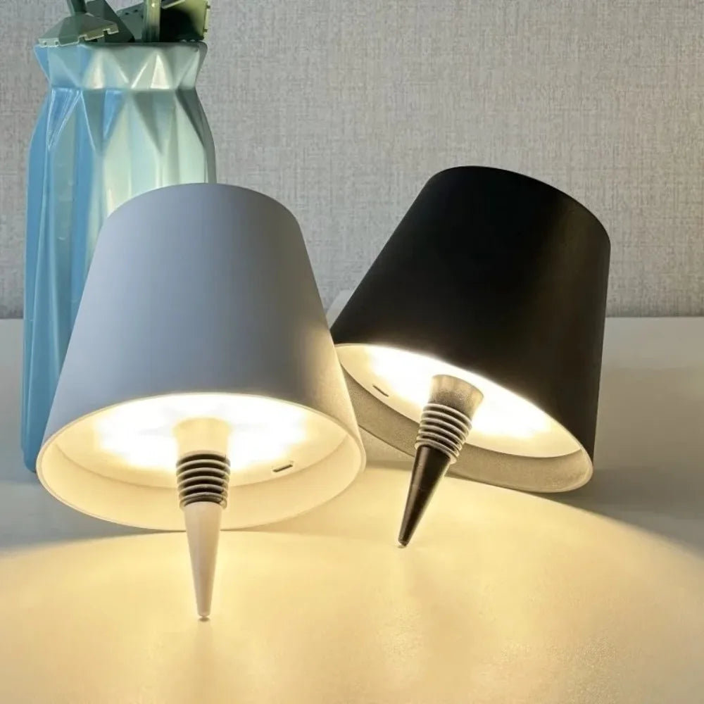 1 pcs Wireless Bottle Lamp, Metal Wine Bottle Light with 3 Color Light Dimming, Waterproof Bottle Touch Lamp Head for Room, Bar