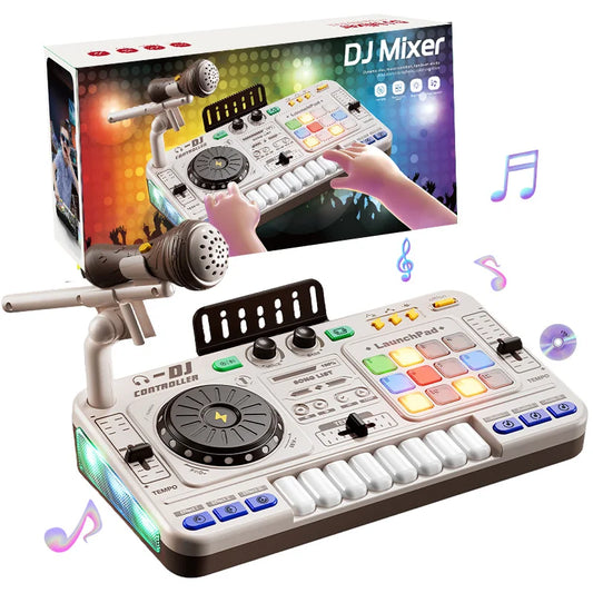 Children's Beginner Educational Electric Musical Instruments Keyboard Simulation Multifunction Microphone DJ Mixer Toys for Kids