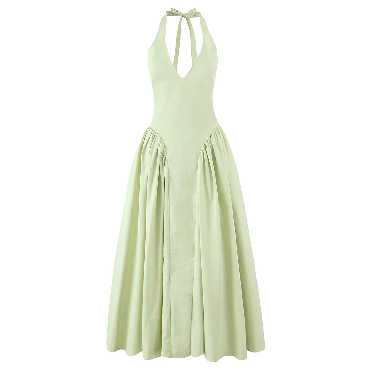 7 Colors  Sexy Backless Elegant Halter Dress For Women Low Waist A-line Midi Summer Evening Party Dresses Cotton Gowns