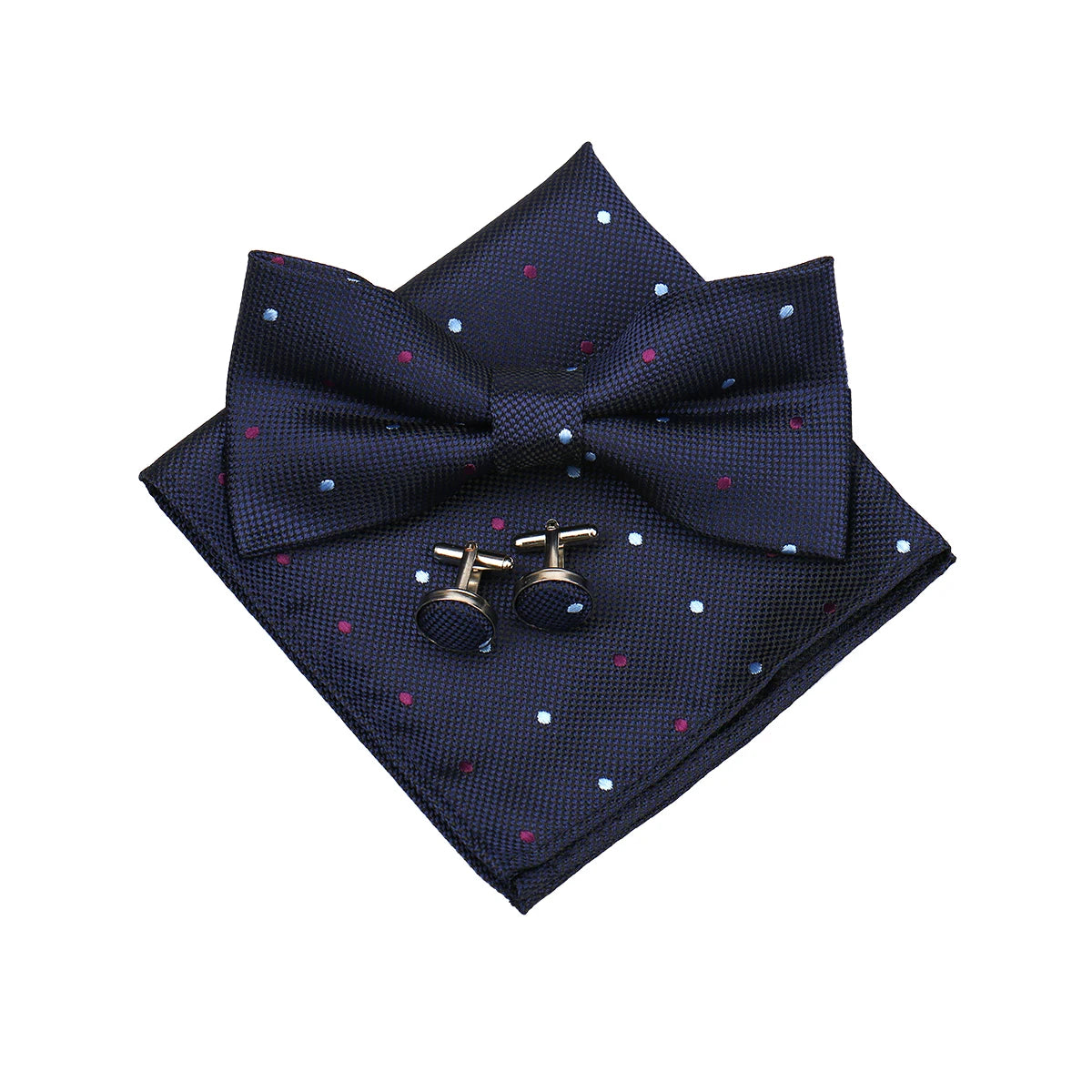 3 PCS Set 55 Colors Luxury Paisley Bowtie Suit Man Bow Tie Pocket Square Cufflinks Wedding Bowknot Accessories Butterfly Neckwear Adjustable Adult Ties