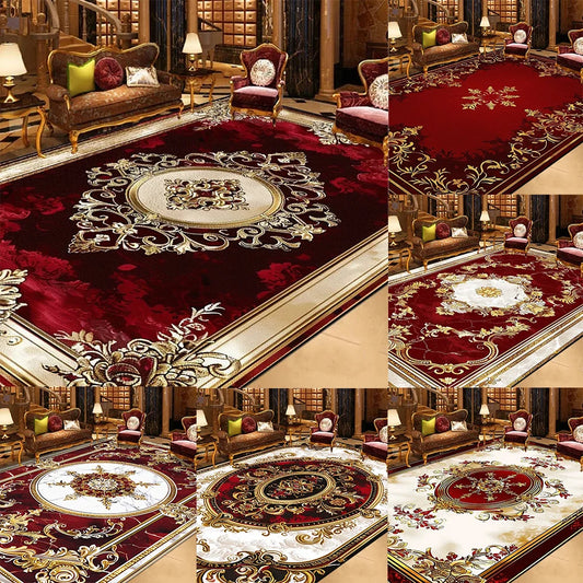 Small Size 80x120cm and 120x160cm 8 Types/Colors Luxury Oriental Deep Red Area Rug Classic Persian Style Carpet for Elegant Living Room Study Decor Soft Vintage Home Floor Mat