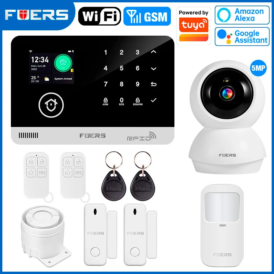 Just Arrived Upgraded 13 Languages Alarm System for Home Office Shops TUYA Smart WI-FI GSM Security Alarm Host with Doors Windows Motion Sensor Smart App Control Work Google Alexa Amazon Voice Support Security Supplies