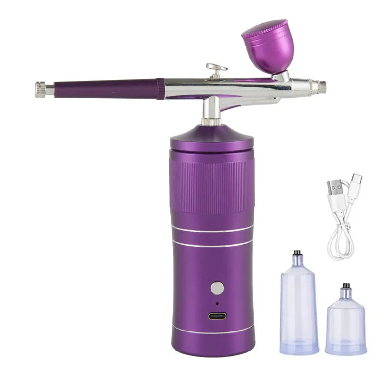 Full Set Rechargeable Wireless Airbrush Compressor Kit Air Brush Paint Sprayer Gun Water Oxygen Deep Hydrating Machine for Nail Art Tattoo Makeup Cosmetic Sets