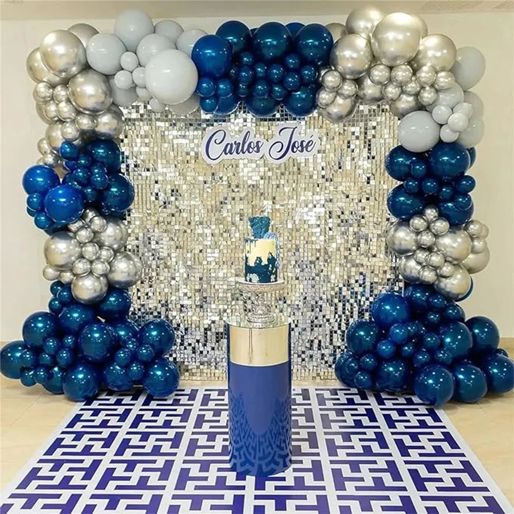 Blue Balloon Kit Royal Blue Silver Latex Balloons Garland Arch Birthday Party Wedding Graduation Baby Shower Decoration Globos