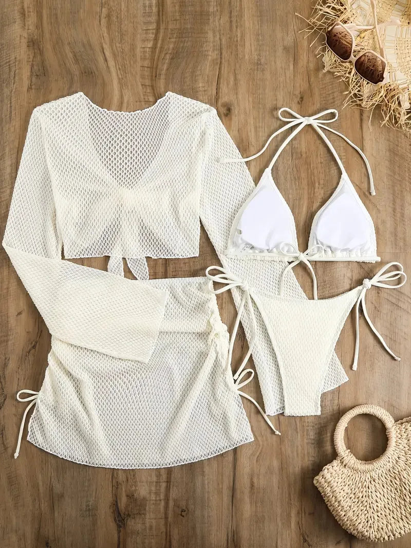NEW 4PCS Set 10 Colors Solid Sexy Bikinis Female Swimsuits Women's  Swimwear Beach Swim Wear Bathing Suits Brazilian Bikini Set Pool Bather Suit