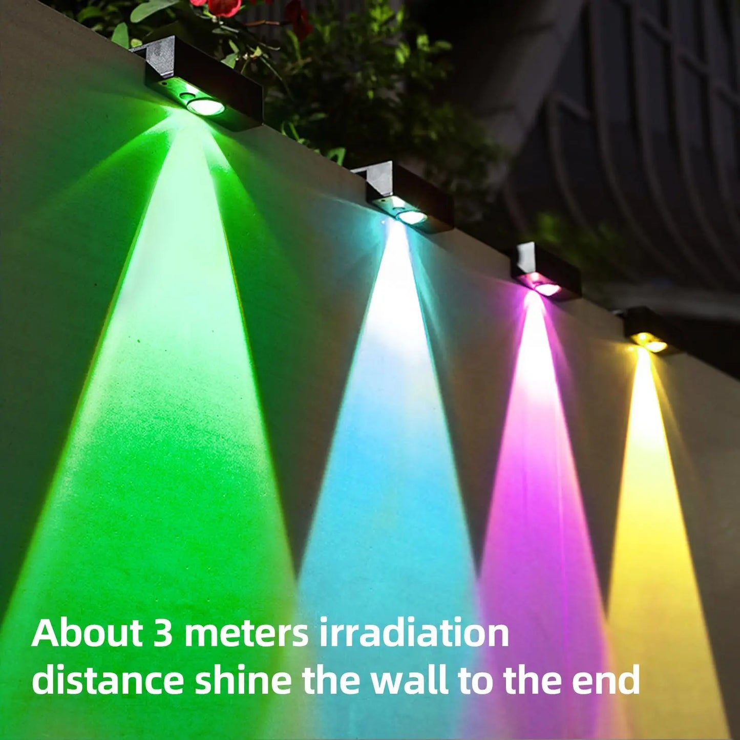 NEW 4PCS Set Solar Fence Light Outdoor Warm White & Cool White & RGB Solar Wall Light 12 Modes Color Changing Deck Light Waterproof for Yard Pathway Home Garden Lighting Supplies