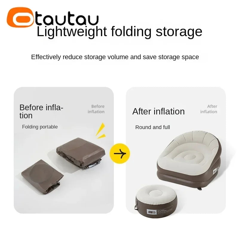 Outdoor Inflatable Sofa with Footrest Ottoman Stool Portable Camping Folding Furniture Chair Lounge Recliner SF101