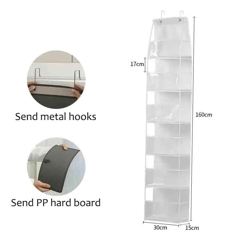 NEW Arrivals 2 PCS Set 4+6 Layers Storage Hanging Bag Door Mounted Storage Bag Wall Mounted Dormitory Non-Woven Fabric Visible Transparent Multi-Layer Storage Set