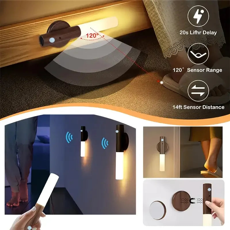 3 PCS Set Creative Intelligent Auto PIR Motion Sensor LED Rechargeable Magnetic Night Light Wall Light Kitchen Cabinet Light Bedside Lamp