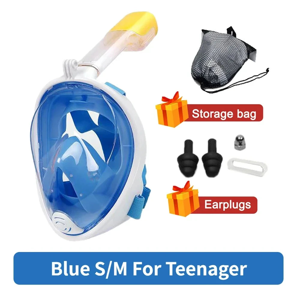 NEW Adults XL /Kids XS Size  Full Face Snorkel Mask - Professional Anti-Fog Diving Goggles, Underwater Scuba Swimming Equipment