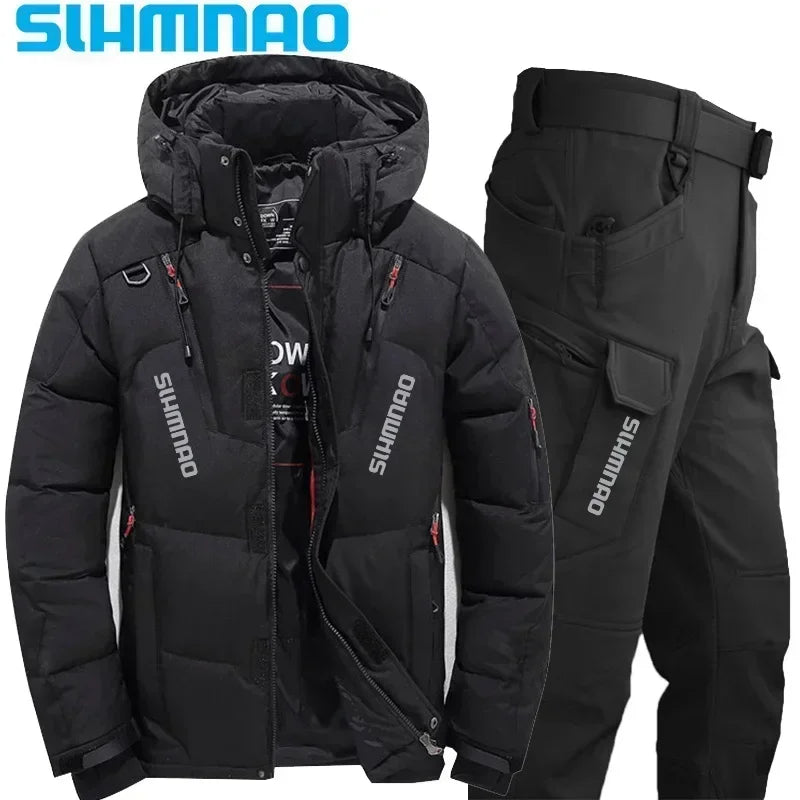 NEW M(50kg) - 4XL (100KG) 7 Colors -40* Degrees  Men's Goose Down Jacket and Tactical Pants, Winter Fishing Suit, Warm, Snow Skiing, Mountain Climbing, Hunting Sportswear