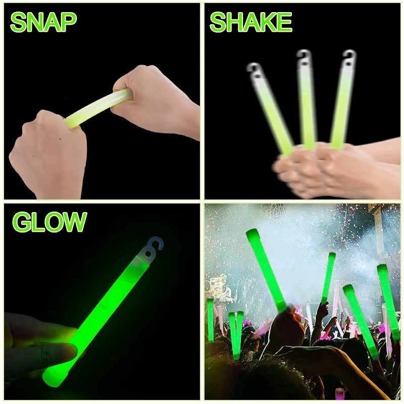 5/10 PCS Set Glow Sticks With Hook 6 Inch Fluorescence Light Stick For Hiking Camping Outdoor Supplies Glow In The Dark Wedding Birthday Party Decor Music Festival Concert Rave Party Decoration