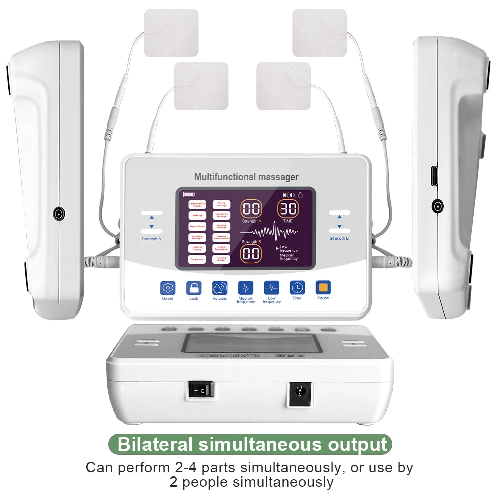 12 Modes + 20 Electrode  Pads Bags Electric Acupuncture EMS Tens Muscle Stimulator 30 Intensities Therapy Pulse Body Massager Electro Health Care Machine