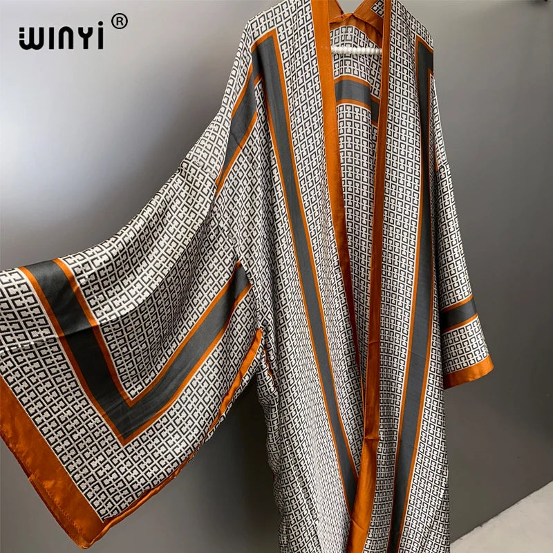 NEW Arrivals Luxury Bohemian kimono kaftan Beachwear Cardigan Sexy Evening Beach Dress Abaya Dubai Algerian Luxury Swimsuit Cover-Ups Beach Outfits Muslim Ladies فستان العيد