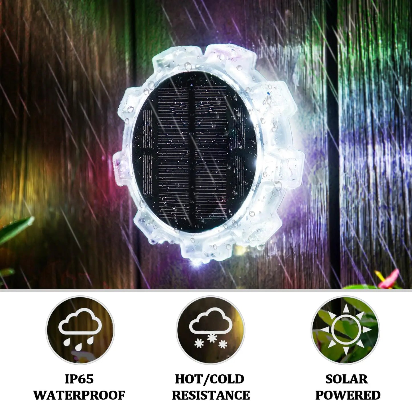 NEW Arrivals 2PCS Set Solar Ground/Wall Lights Outdoor RGB Waterproof 4 Modes Waterproof LED Ground Lights Color Changing for Yard Wall Deck Garden Pathway