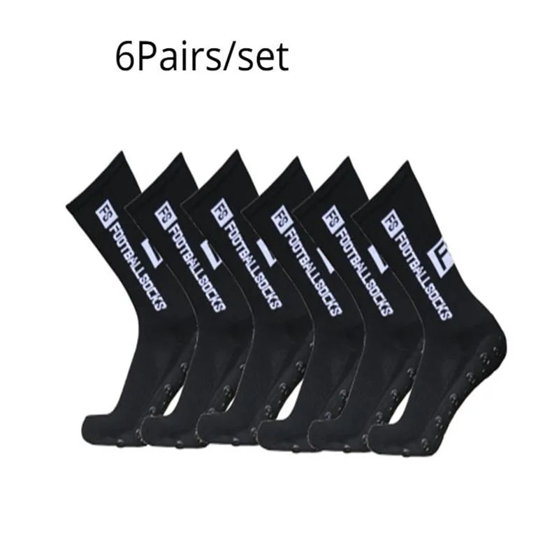 6Pairs/Lot New Anti Slip  Football Socks Mid Calf Non-Slip Soccer Sport Cycling Sports Men s Sock women's