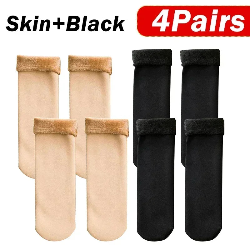 5 Pairs Black Set New Women Winter Thicken Warm Short Socks Thermal Cashmere Wool Socks Nylon Snow Velvet Boots Home Floor Calces