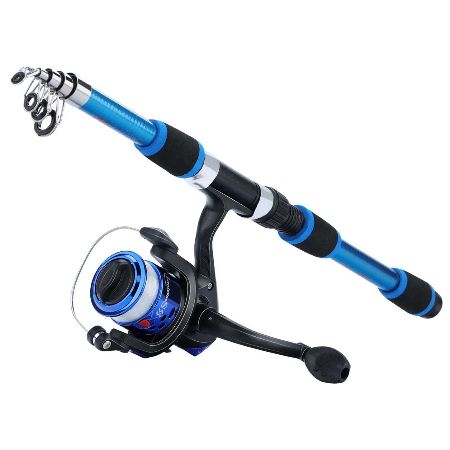 Full Set 1.8M Spinning Fishing High Speed Rod and Reel Combo 5.2:1 Telescopic Rod with 3BB Fishing Reel Max Drag 5kg Full Fishing Kit Outdoor River Lake Rock Fishing Sets