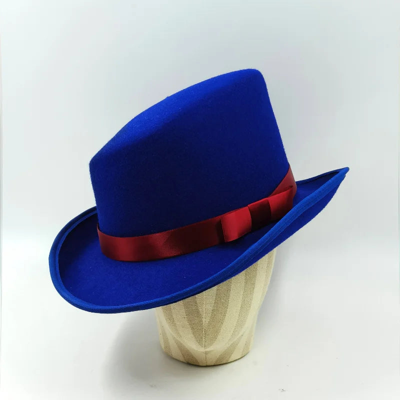 NEW Arrivals British President Men Luxury Top Hat Presidential High Hat British jazz Top Multi-Colors Hats Gentleman Evening Wedding Party  Flat Felt Hat Formal Tuxedos Costume Apparel Accessories Male Luxury Fashion Clothing