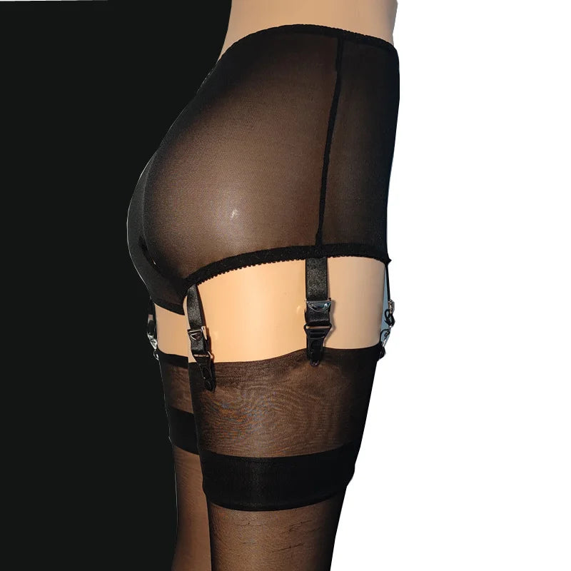 S-3XL Plus Size White/Black/Red Color Front/Back Open Crotch Panty Garter Belt for Stockings Lace Embroidery Sexy Mesh Suspenders Curvy Women Crotchless Garters Exotic Lingerie