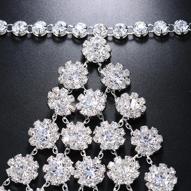 Greek Angel  Crystal Mesh Thong Jewelry Body Harness Woman Shining Rhinestone Bikini Rave Accessories  Panties Chains Festival