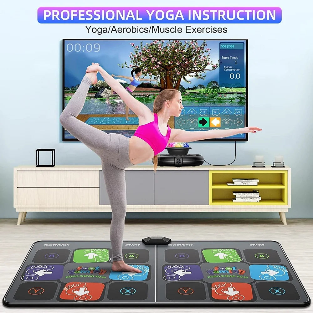 NEW Dance Mat Game for TV/PC Family Sports Video Game Anti-slip Music Fitness Carpet Wireless Double Controller Folding Dancing Pad
