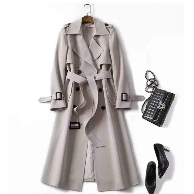 Winter Women's windbreaker With Belt Fashion Streetwear Long Jacket Coat Female Clothing Slim Windbreak Ladies