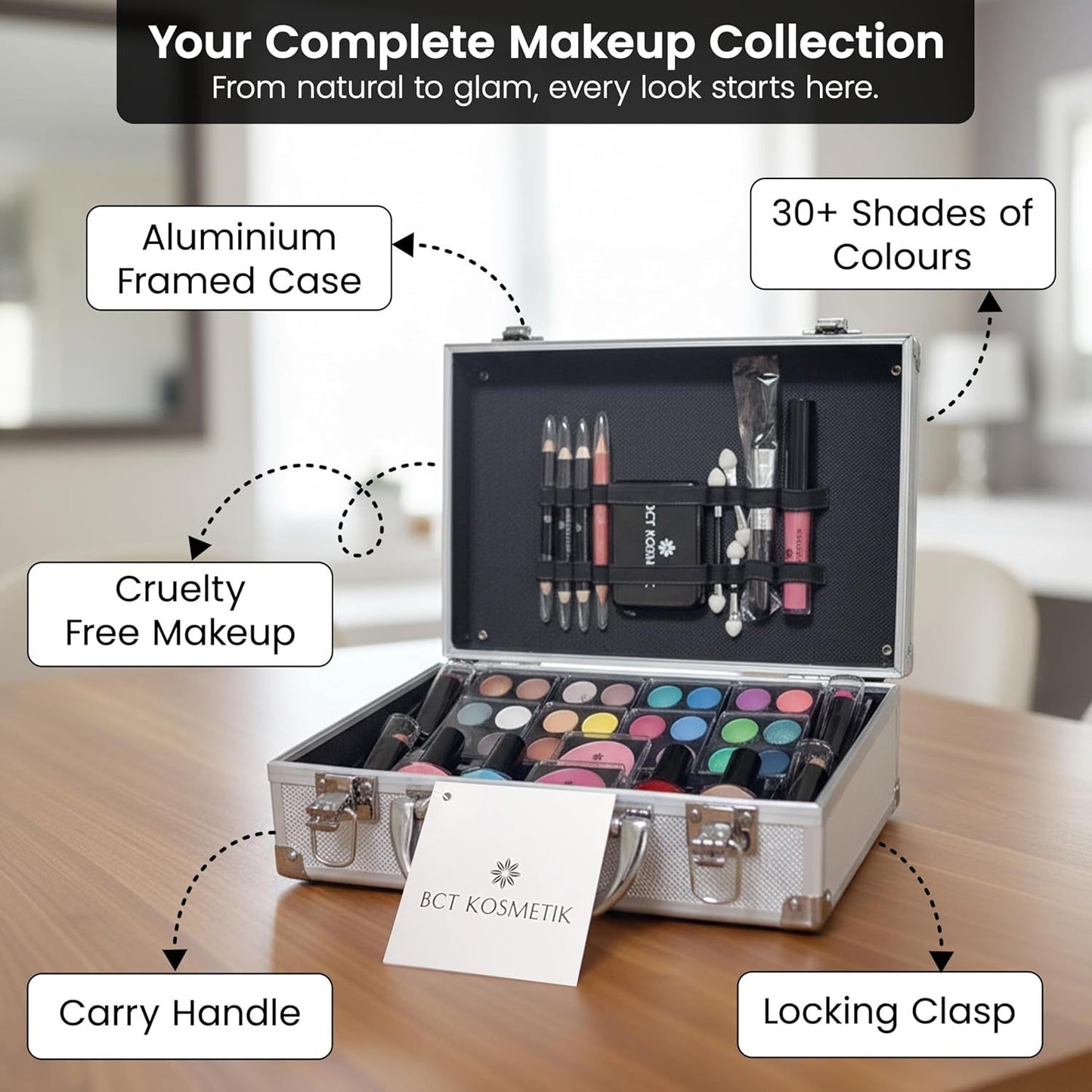 NEW Arrivals 52 PCS Full Set BCT-Celebrities Cosmetic Vanity Case Make Up Set Storage Box Beauty Cosmetic Travel Make Up Carry Box Women Luxury Cosmetic Accessories Skin Care Supplies