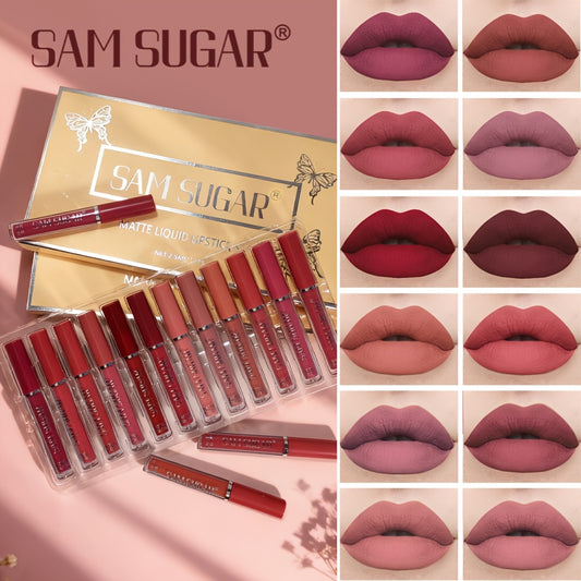12 PCS Set Matte Liquid Lipstick Set | Autumn-Winter Moisturizing, Long-Lasting Non-Fading, 24-Hour Locking Color, No Smudging or Peeling, Suitable for All Skin Types