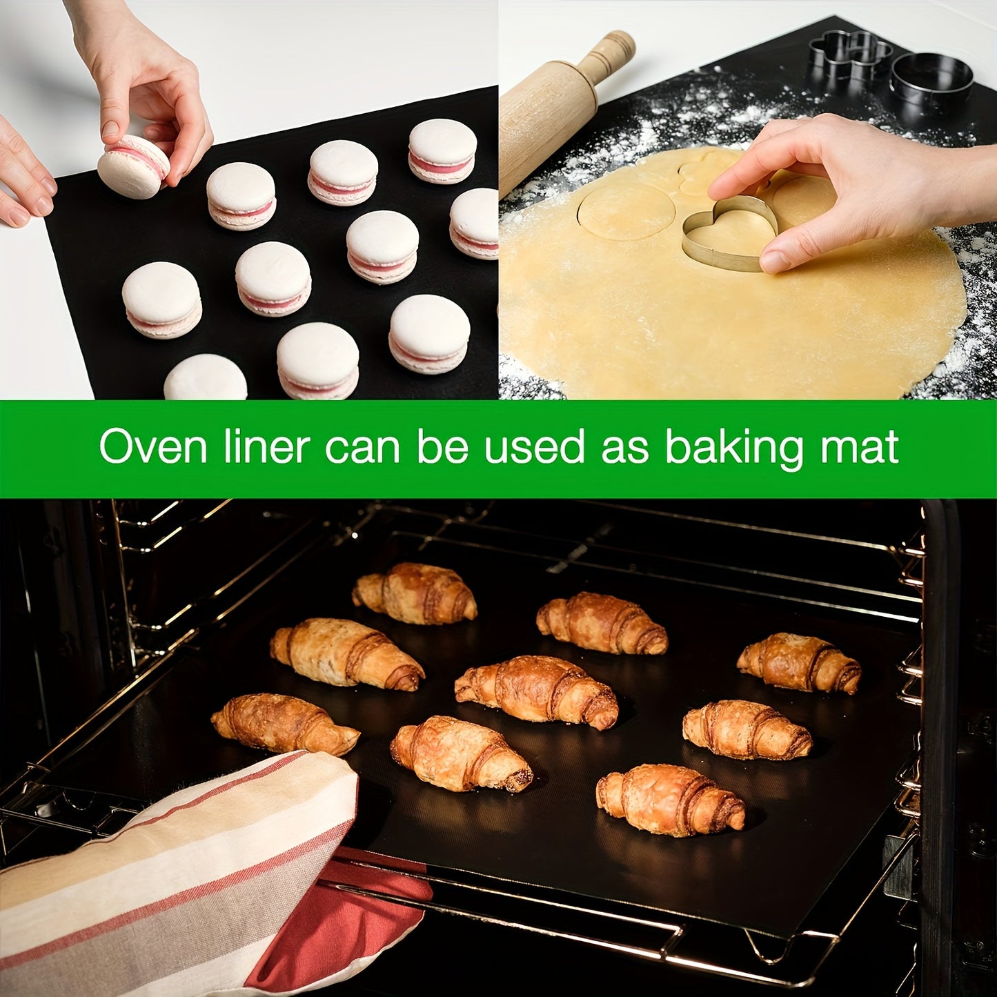 2 PCS Set Non-Stick Oven Liners Made of Teflon, Measuring 15.75 by 32.99 cm, Reusable And Durable, Suitable for Electric, Gas, Microwave, Toaster Ovens, Grills, And Baking - Essential Kitchen Cleaning Tools